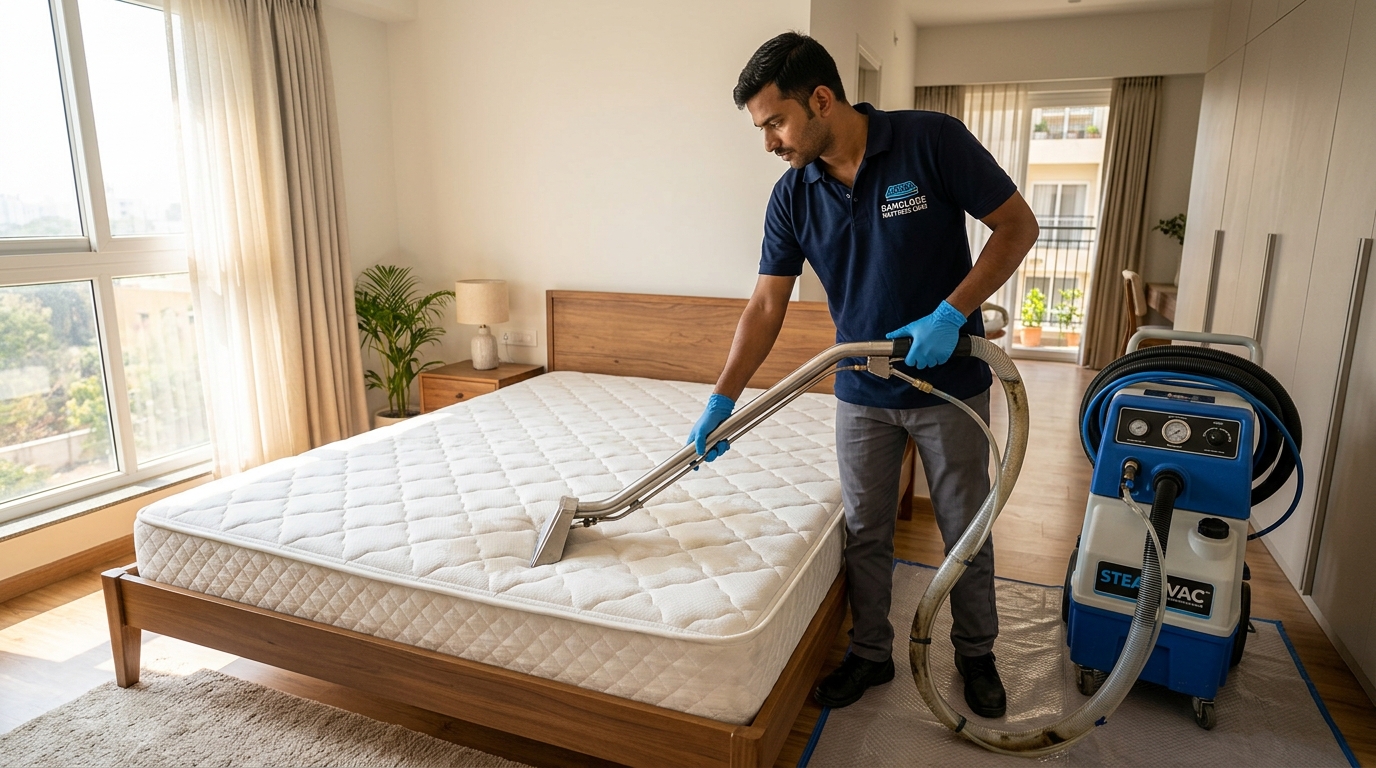Professional mattress deep cleaning and dust mite extraction in Bengaluru